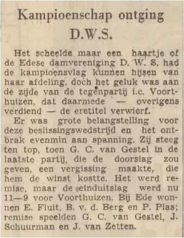 Voorloper DWS ontging kampioenschap - 1952